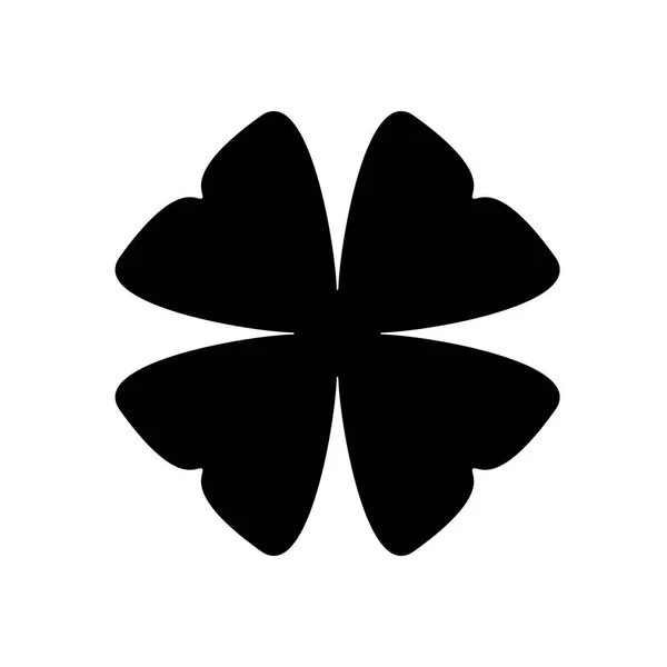 Silhueta Shamrock - preto ícone trevo de quatro folhas. Boa sorte elemento de design tema. Forma simples ilustração vetorial —  Vetores de Stock