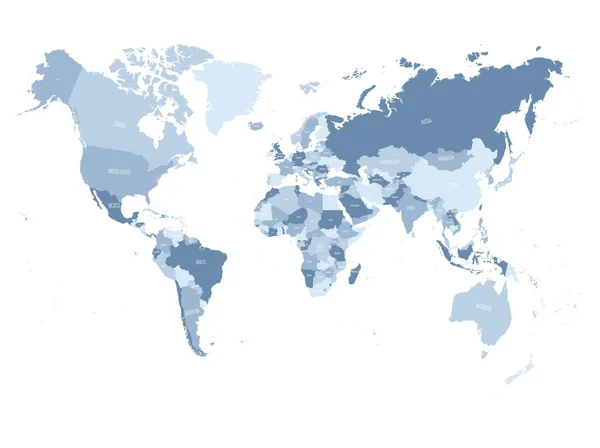 地政学の世界地図。国の名前とハイディテールの政治地図。ベクトル図 — ストックベクタ