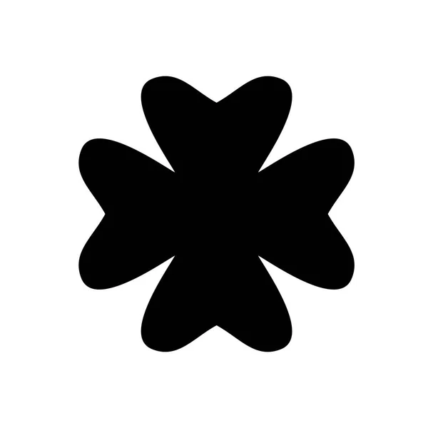Silhouette Shamrock - icône noire du trèfle à quatre feuilles. Bonne chance élément de conception de thème. Illustration vectorielle de forme simple — Image vectorielle