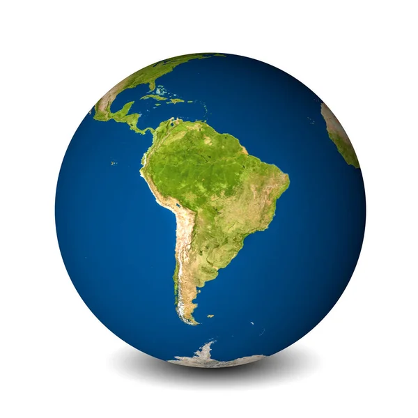 Erdglobus isoliert auf weißem Grund. Satellitenbild konzentrierte sich auf Südamerika. Elemente dieses Bildes von der nasa — Stockfoto