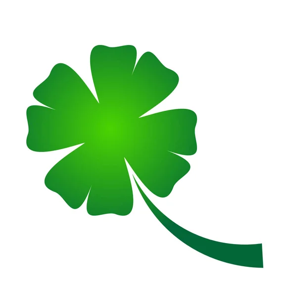 Shamrock - zielony gradient czterech liści koniczyny ikona. Element projektu tematu powodzenia. Prosty kształt geometryczny ilustracja wektorowa — Wektor stockowy