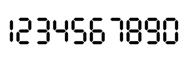 Fekete digitális számok. Hét szegmenses kijelző használatos számológépek, digitális órák, vagy elektronikus méter. Vektoros illusztráció — Stock Vector