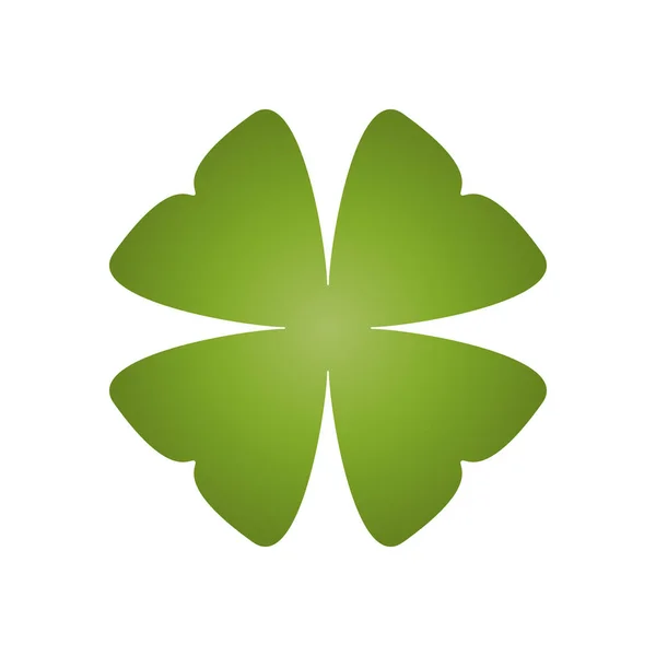 Shamrock - verde degradado icono de trébol de cuatro hojas. Buena suerte elemento de diseño tema. Ilustración simple vector de forma geométrica — Archivo Imágenes Vectoriales