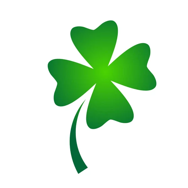 Shamrock - zielony gradient czterech liści koniczyny ikona. Element projektu tematu powodzenia. Prosty kształt geometryczny ilustracja wektorowa — Wektor stockowy