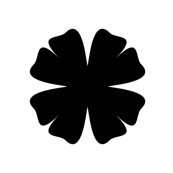 Silhouette Shamrock - icône noire du trèfle à quatre feuilles. Bonne chance élément de conception de thème. Illustration vectorielle de forme simple — Image vectorielle