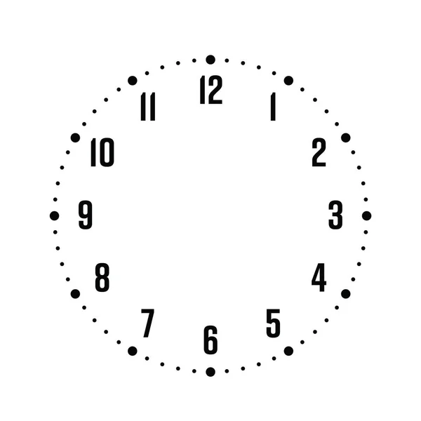 Le visage de l'horloge. Cadran horaire avec numéros. Les points marquent les minutes et les heures. Illustration vectorielle plate simple — Image vectorielle