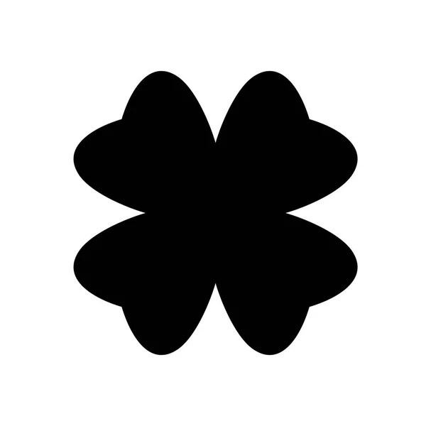 Silhueta Shamrock - preto ícone trevo de quatro folhas. Boa sorte elemento de design tema. Forma simples ilustração vetorial — Vetor de Stock
