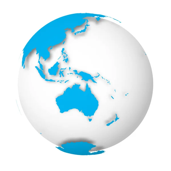 Carte du monde centrée sur l'Australie et l'océan Pacifique. Silhouette  blanche très détaillée sur fond bleu. Illustration vectorielle Vecteur par  ©pyty 160700274