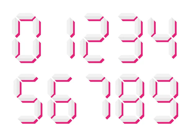 Grijs 3d-achtige digitale nummers. 7-segment display wordt gebruikt in rekenmachines, digitale klokken of elektronische meters. Vectorillustratie — Stockvector