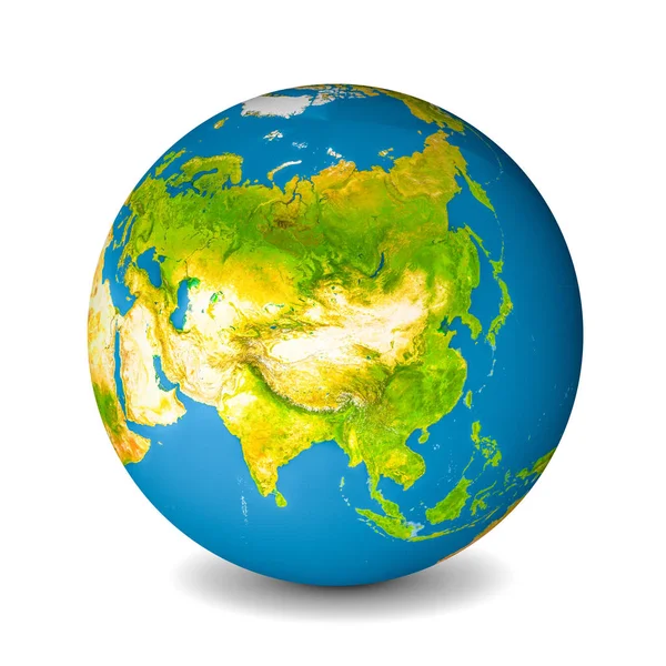 Земной шар изолирован на белом фоне. Спутниковый обзор сосредоточен на Азии. Элементы этого изображения предоставлены НАСА — стоковое фото