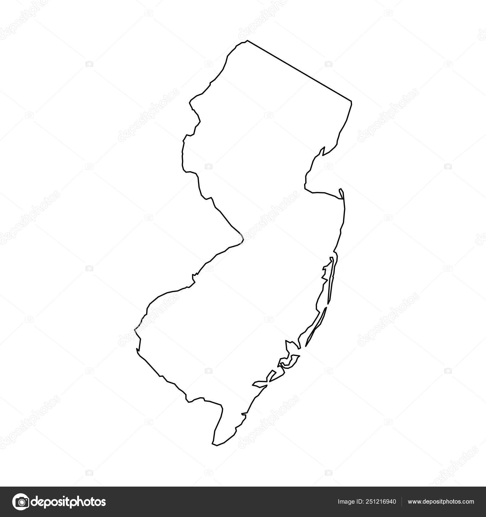 New Jersey, State Of USA Solid Black Outline Map Of Country Simple Flat
