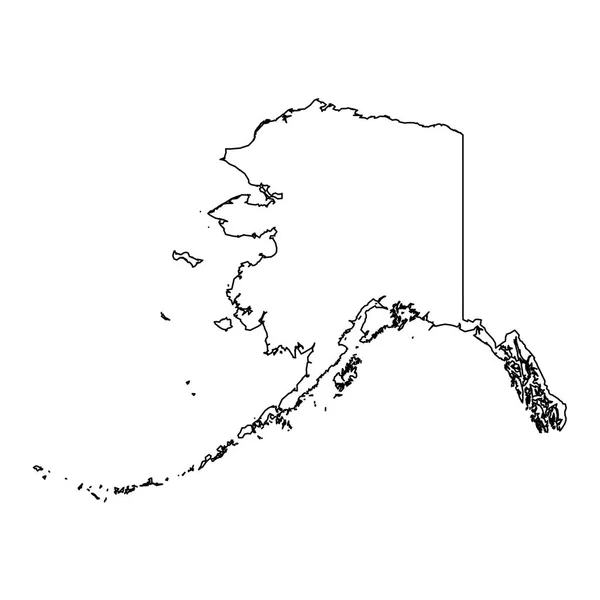 Alaska, estado dos EUA - mapa de contorno preto sólido da área do país. Ilustração simples do vetor plano —  Vetores de Stock