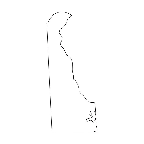 Delaware, stanu Usa - solidną czarną obwódką mapę obszaru kraju. Ilustracja wektorowa płaskie proste — Wektor stockowy