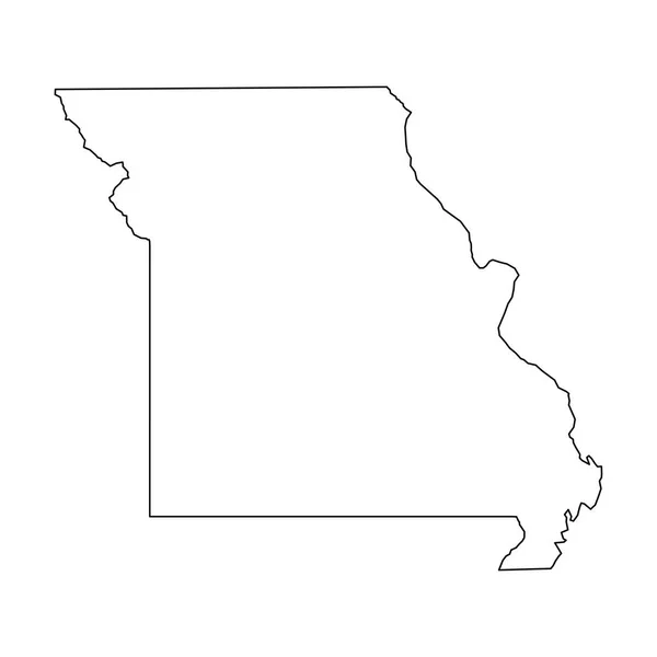 Missouri, estado dos EUA - mapa de contorno preto sólido da área do país. Ilustração simples do vetor plano —  Vetores de Stock