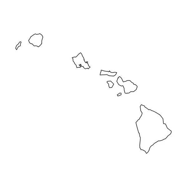 Havaí, estado dos EUA - mapa contorno preto sólido da área do país. Ilustração simples do vetor plano — Vetor de Stock