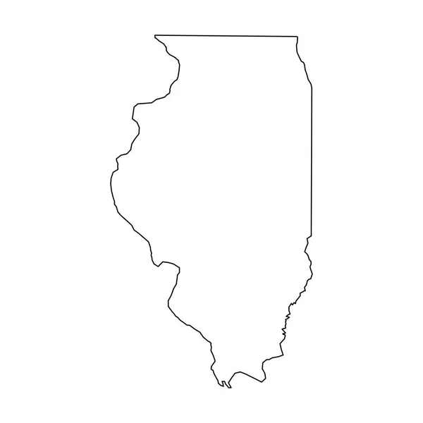 Illinois, estado de Estados Unidos - mapa contorno negro sólido de la zona del país. Ilustración simple vector plano — Vector de stock
