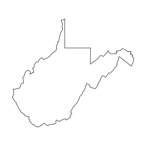 Virginia Occidentale, stato degli Stati Uniti - solida mappa nera di contorno dell'area di campagna. Semplice illustrazione vettoriale piatta — Vettoriale Stock