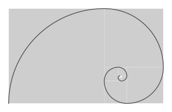 Goldener Schnitt geometrisches Konzept. Fibonacci-Spirale. Vektorillustration. — Stockvektor