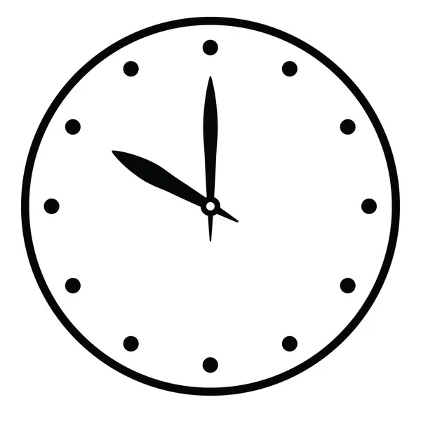 Cara de reloj. Dial de hora en blanco con aguja de hora y minuto. Los puntos marcan horas. Ilustración simple vector plano — Archivo Imágenes Vectoriales