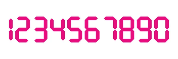 Números digitais cor-de-rosa 3D. O display de sete segmentos é usado em calculadoras, relógios digitais ou medidores eletrônicos. Ilustração vetorial —  Vetores de Stock