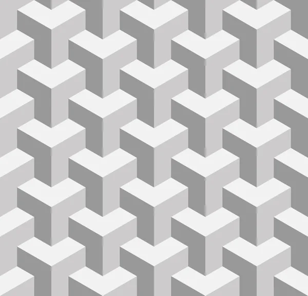 Modèle géométrique 3D sans couture de cubes qui se chevauchent. Fond vectoriel design abstrait dans les tons de gris — Image vectorielle