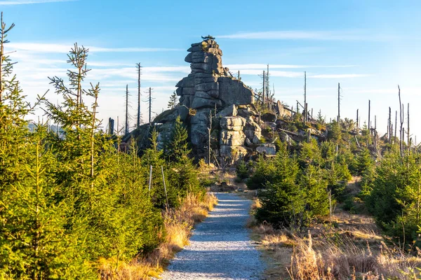 Eroded granite rock formation on the top of Tristolicnik, Dreisesselberg. Sumava National Park and Bavarian Forest, Czech republic and Germany — Stock Photo, Image