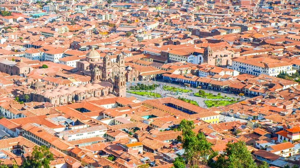 Vista aérea de la Catedral en Plaza de Armas, Cusco, Perú — Foto de Stock