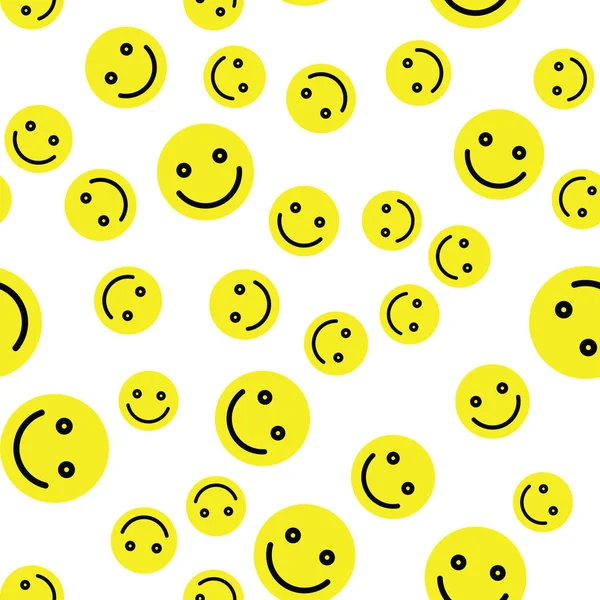 Emoji zökkenőmentes mintás háttérrel nyomtatni. Egyszerű mosoly sárga hangulatjelek. Vektoros illusztráció — Stock Vector