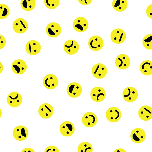Emoji wzór tła. Prosty żółty emotikony. Ilustracja wektorowa — Wektor stockowy