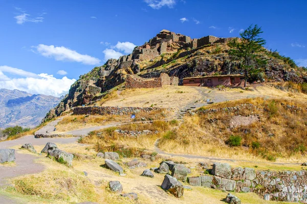 Pisac - Rovine della cittadella inca nella Valle Sacra Urubamba, Perù — Foto Stock