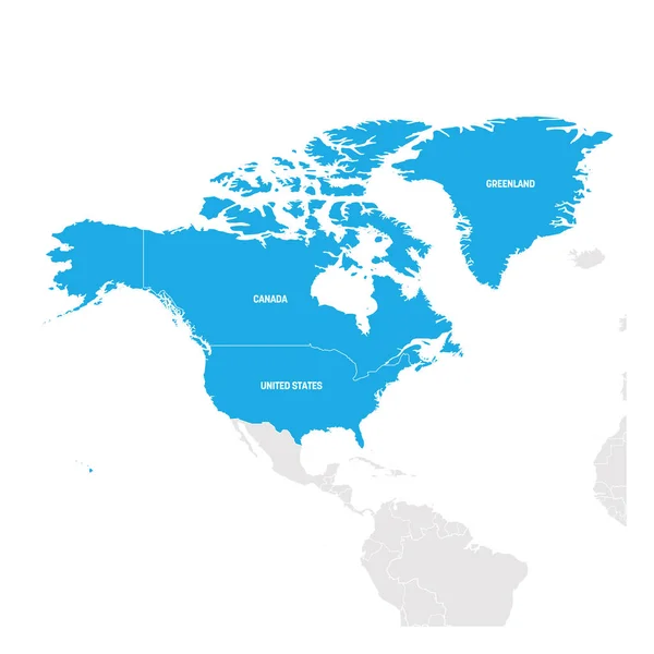 Région Amérique du Nord. Carte des pays d'Amérique du Nord. Illustration vectorielle — Image vectorielle