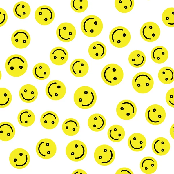 Emoji sømløs mønsterbakgrunn. Smil, gule smilefjes. Vektorillustrasjon – stockvektor