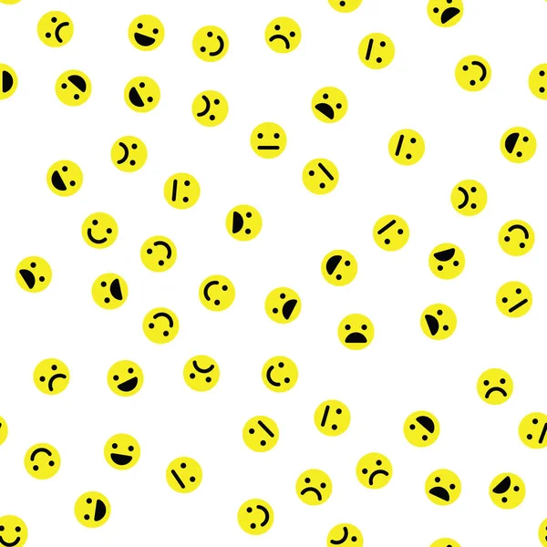 Emoji seamless pattern background. Simple yellow emoticons. Vector illustration — Stock Vector