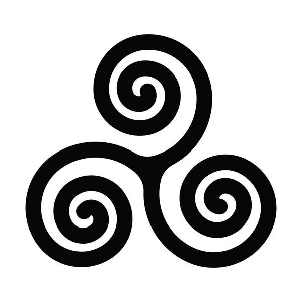 Triskelion of triskele symbool. Drievoudig spiraalvormig-Keltisch teken. Eenvoudige platte zwarte vector illustratie — Stockvector