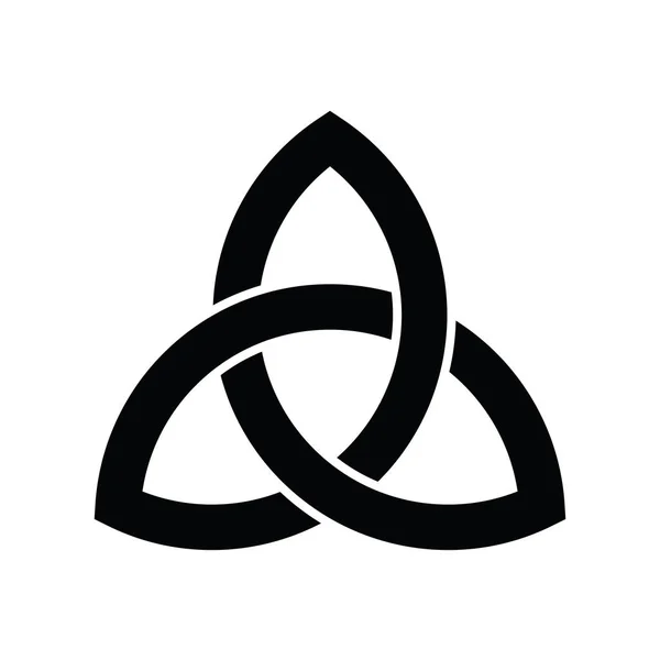 Triquetra işareti simgesi. Yaprak benzeri Celtic sembolü. Trinity veya trefoil düğümü. Basit siyah vektör illüstrasyon — Stok Vektör