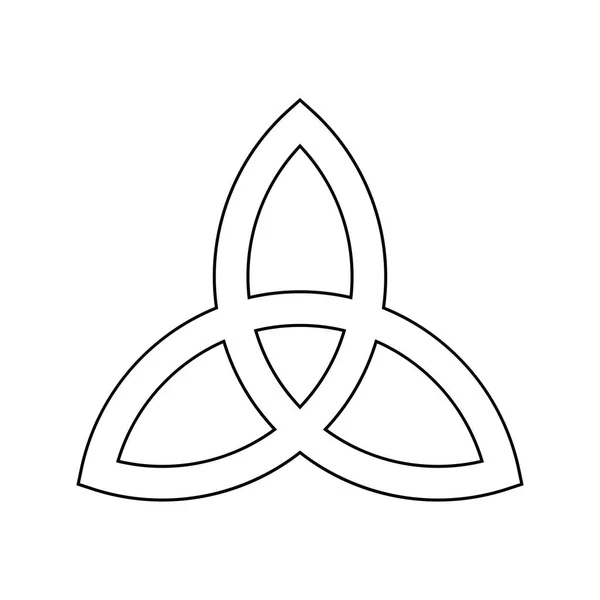 Icône signe Triquetra. Symbole celtique en forme de feuille. Trinité ou noeud de trèfle. Illustration vectorielle simple contour noir — Image vectorielle