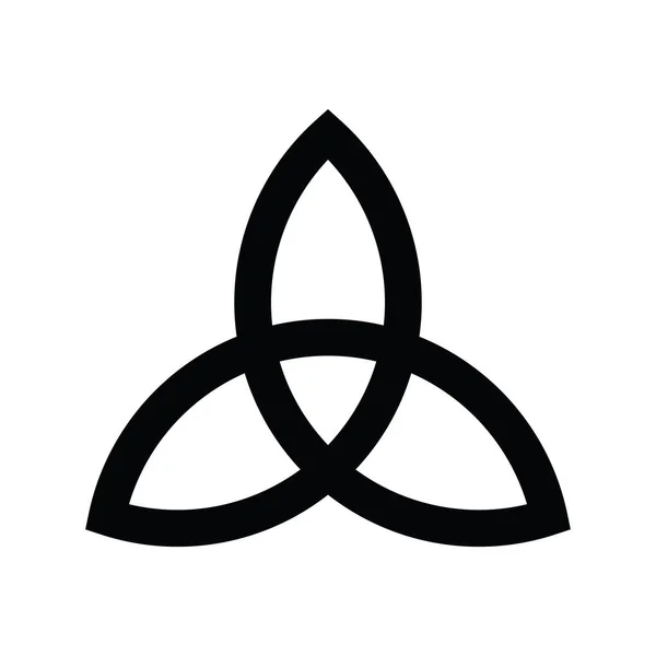 Triquetra jel ikon. Leaf-szerű kelta szimbólum. Trinity vagy háromlevelű csomót. Egyszerű fekete vektorgrafikus illusztráció — Stock Vector