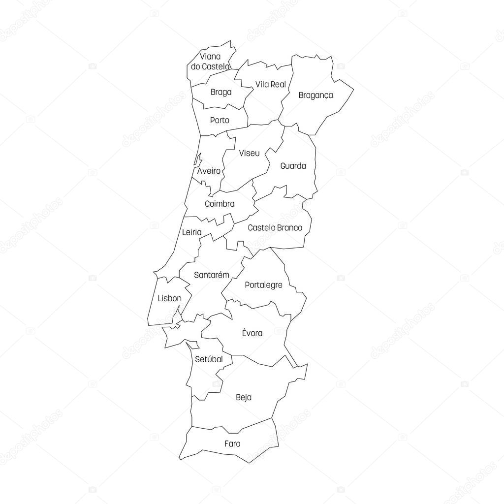Distritos De Portugal Mapa De Las Divisiones Administrativas De Los Pa Ses Regionales