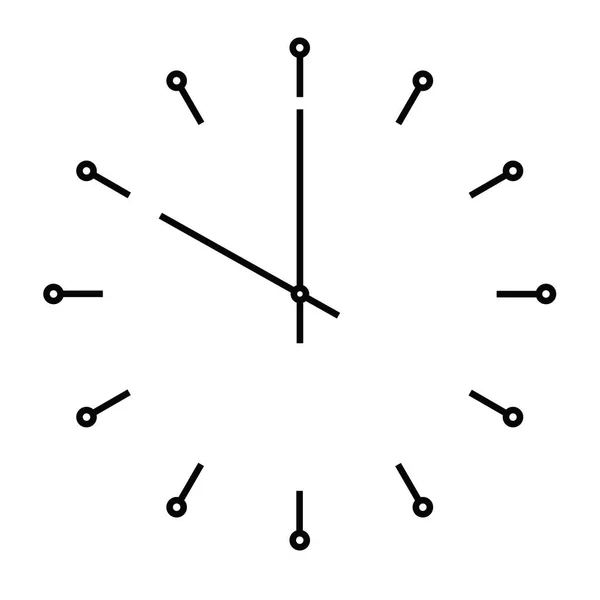 Faccia da orologio. Quadrante ora bianca con lancetta delle ore e dei minuti. I puntini segnano le ore. Semplice illustrazione vettoriale piatta — Vettoriale Stock