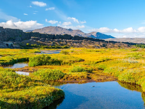Thingvellir National Park-natuurgebied rond geologische kloof, IJsland — Stockfoto