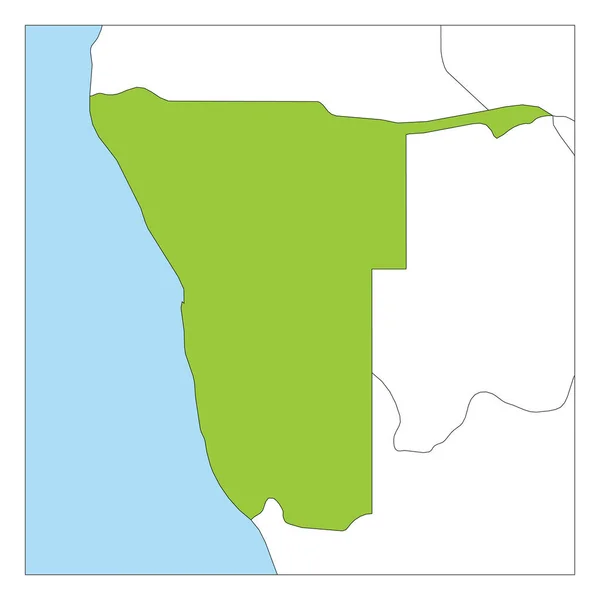 Mapa de Namibia verde resaltado con los países vecinos — Vector de stock