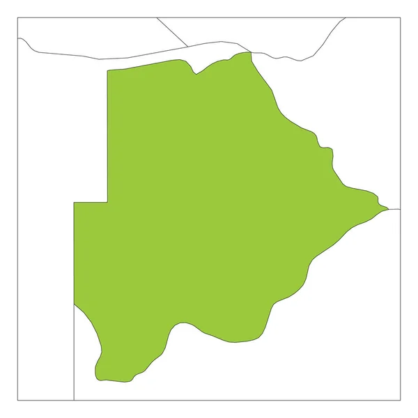 Mapa de Botswana verde resaltado con los países vecinos — Vector de stock