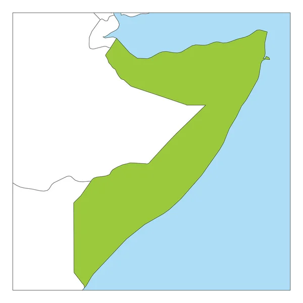 近隣諸国で強調表示されたソマリアグリーンの地図 — ストックベクタ