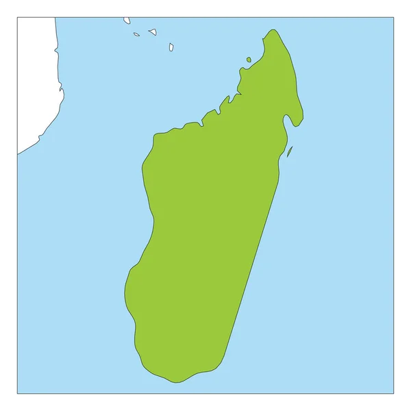 Mapa Madagaskaru zelená se zvýrazněnou sousedskou zemí — Stockový vektor