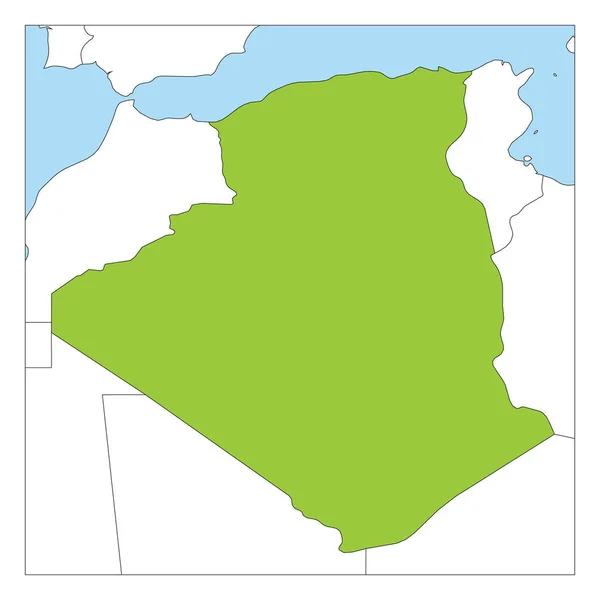 阿尔及利亚绿色地图与邻国突出显示 — 图库矢量图片