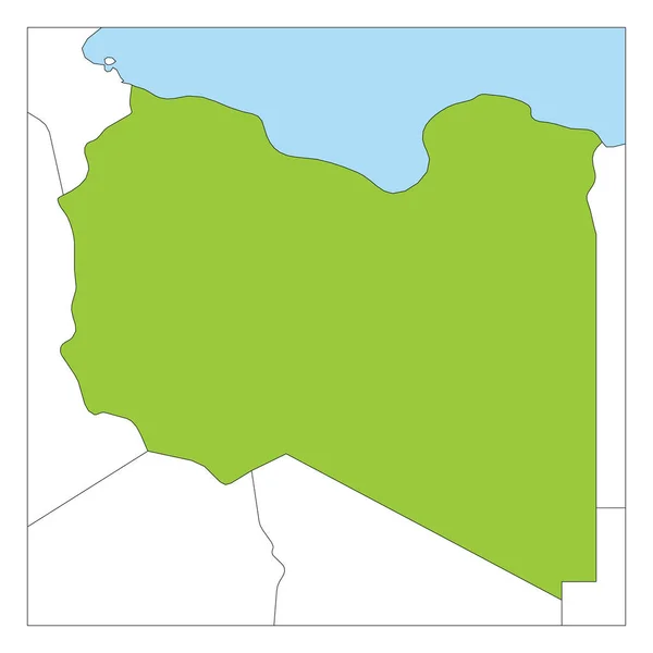 Kaart van Libië groen gemarkeerd met buurlanden — Stockvector