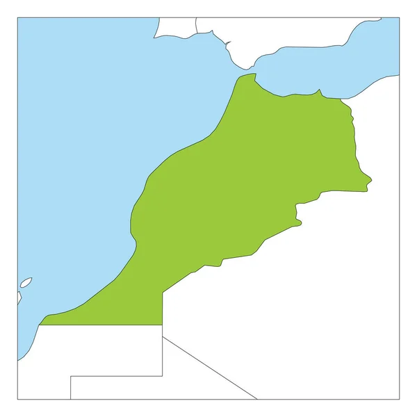 Mappa del Marocco verde evidenziato con i paesi vicini — Vettoriale Stock