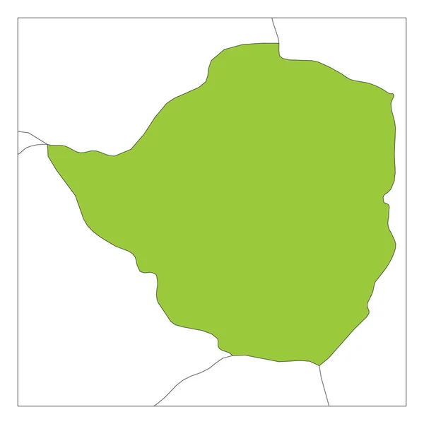Mappa di Zimbabwe verde evidenziato con i paesi vicini — Vettoriale Stock