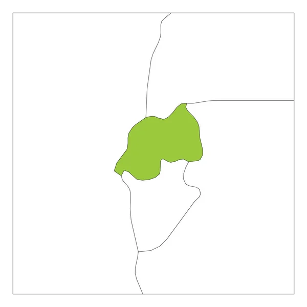 Mappa del Ruanda verde evidenziato con i paesi vicini — Vettoriale Stock