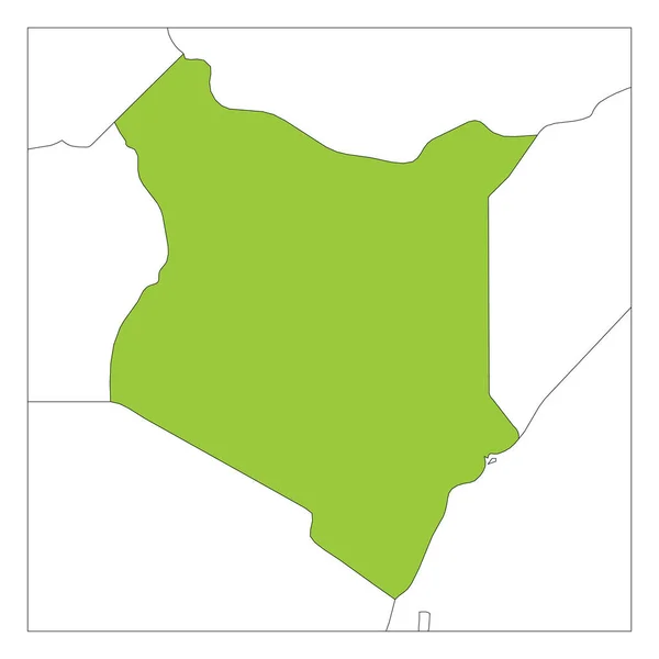 Карта Кении зеленая выделена с соседними странами — стоковый вектор